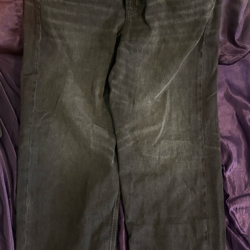 American Eagle Women's Baggy Straight High Rise Black Jeans Asymmetrical Zipper